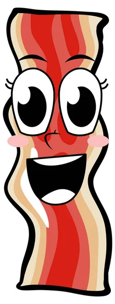 Slice Bacon Happy Face Illustration — ストックベクタ