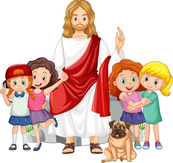 Gesù Bambini Sfondo Bianco Illustrazione — Vettoriale Stock