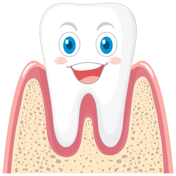 Щасливий Сильний Зуб Гумці Білому Фоні Ілюстрація — стоковий вектор
