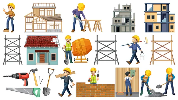 Set Construction Site Objects Illustration — Stock Vector