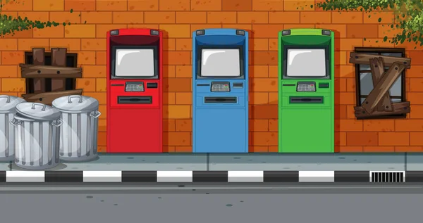 Escena Vacía Con Atm Calle Ciudad Ilustración — Vector de stock