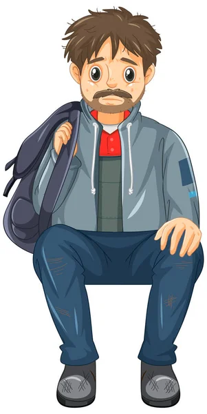 Homeless Man Cartoon Character Illustration — Vector de stock