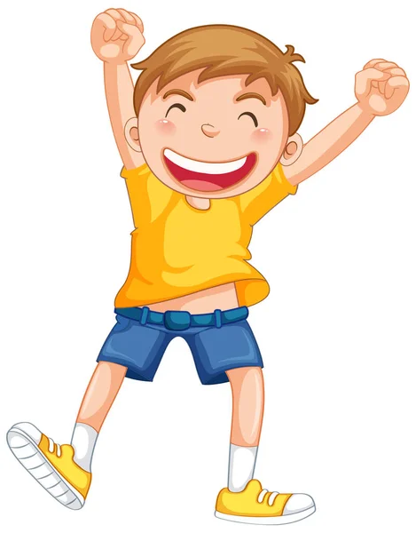 Happy Boy Jumping Cartoon Character Illustration — Stock Vector