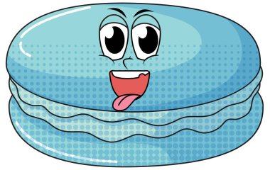 Beyaz arkaplan illüstrasyonunda Macaron çizgi film karakteri