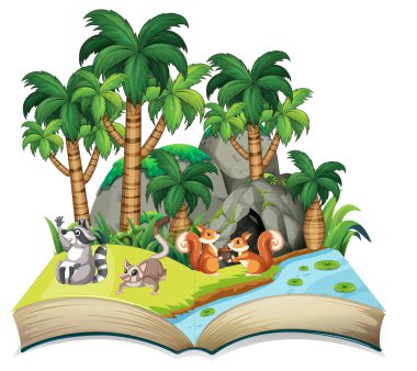 Şirin hayvan resimli bir fantezi kitabı.