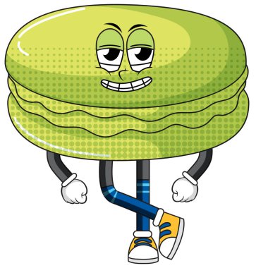 Beyaz arkaplan illüstrasyonunda bir macaron çizgi film karakteri