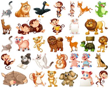 Hayvan karikatür karakter resimde kümesi