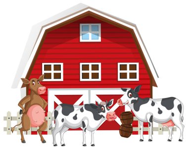 Birçok hayvan resimli tarım teması