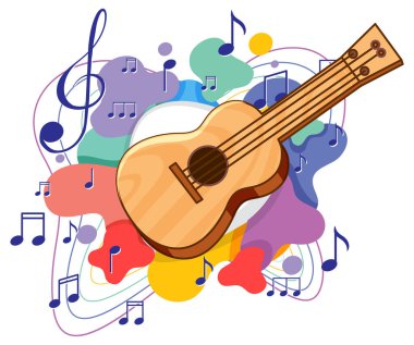 Beyaz arkaplan illüstrasyonunda bir gitar