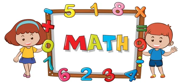 Palavra Matemática Bordo Com Desenhos Animados Crianças Ilustração —  Vetores de Stock