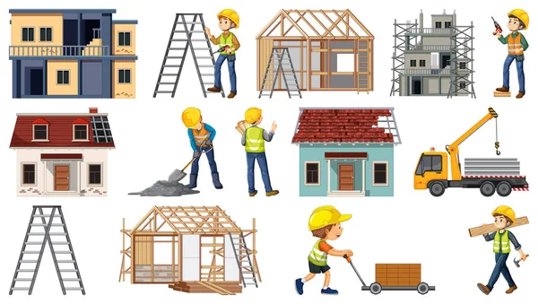 Set Construction Site Objects Illustration — Stock Vector