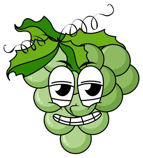Green Grapes Face Illustration — ストックベクタ