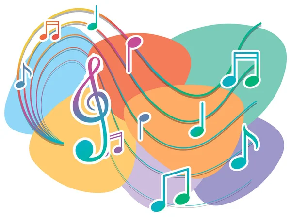 Music Notes Rainbow Colourful White Background Illustration — Stock Vector