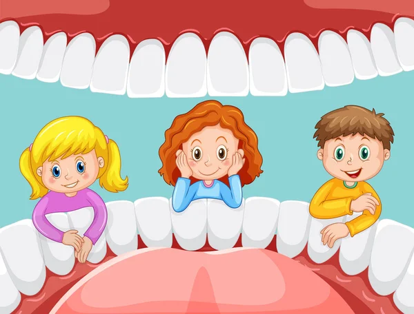 Happy Children Human Mouth Illustration — Archivo Imágenes Vectoriales