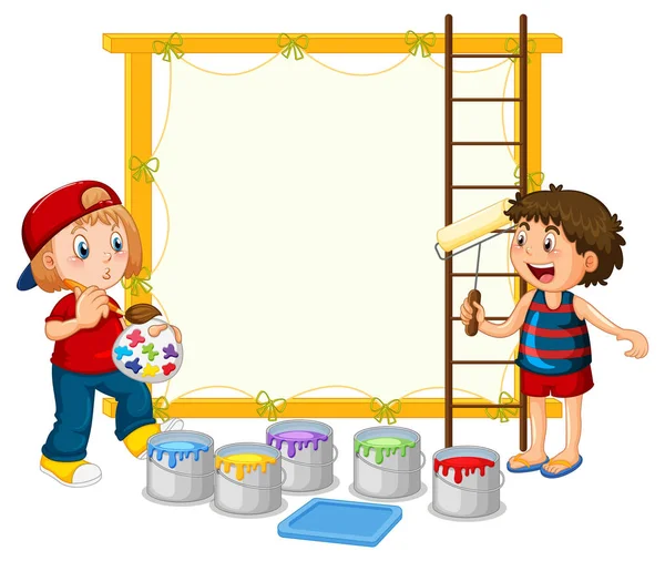 Board Template Kids Painting Illustration — Stockvektor