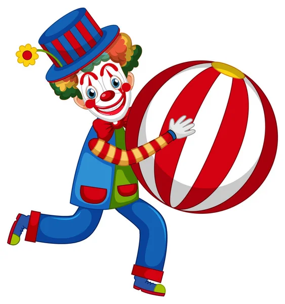 Söt Clown Utför Med Boll Illustration — Stock vektor