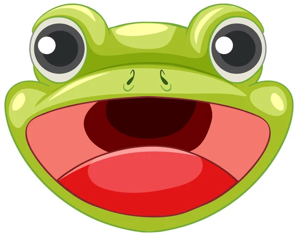 Cartoon Face Green Frog Illustration — Stock Vector
