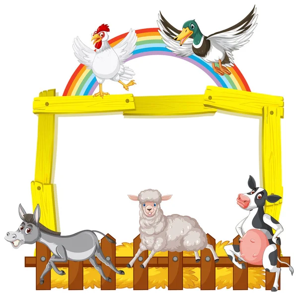 Placa Sinalização Com Fazenda Animais Ilustração Fundo Branco — Vetor de Stock