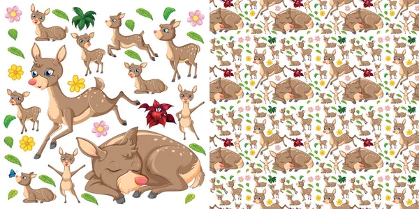 Leuke Dieren Cartoon Naadloze Achtergrond Illustratie — Stockvector