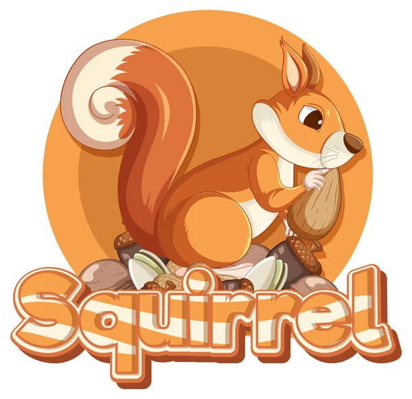 Font Design Word Squirrel Brown Illustration — Stok Vektör