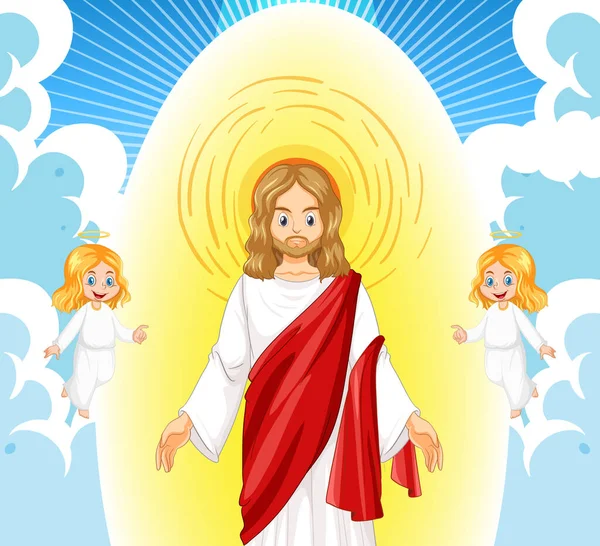 Jesus Christ Cartoon Style Illustration — Stock Vector