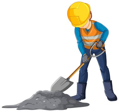 İnşaat işçisi çizgi film karakteri çizimi