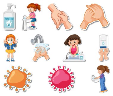 Covid19 simge ve çizgi film karakterlerinin çizimi