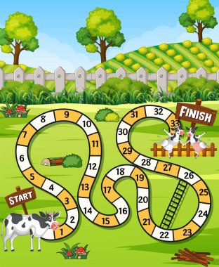 Bir inek tahtası oyunları resimleme şablonu