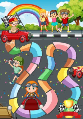 Mutlu çocuk illüstrasyonlu oyun şablonu sayılıyor