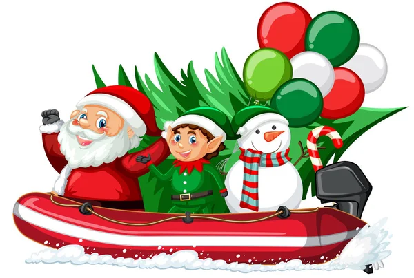 Delivery Christmas Gift Inflatable Boat Illustration — Stock Vector