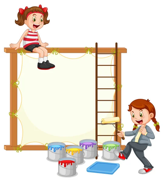 Bordsjabloon Met Houten Frame Illustratie — Stockvector