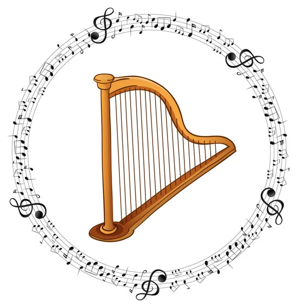 Harp Instrument Vit Bakgrund Illustration — Stock vektor