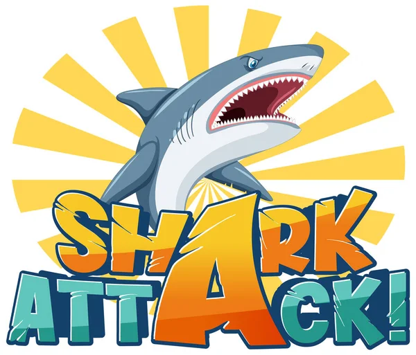 Slovní Design Pro Ilustraci Útoku Žraloka — Stockový vektor
