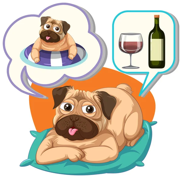 Bolla Discorso Con Cane Illustrazione Del Vino — Vettoriale Stock