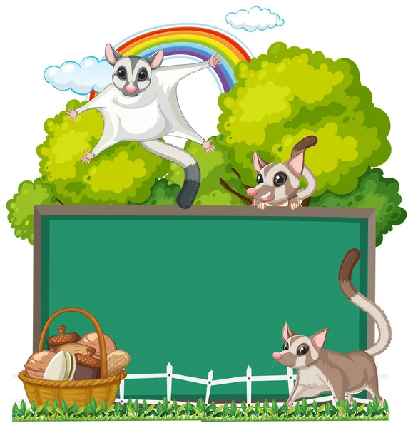 Grens Sjabloon Met Suiker Gliders Tuin Illustratie — Stockvector