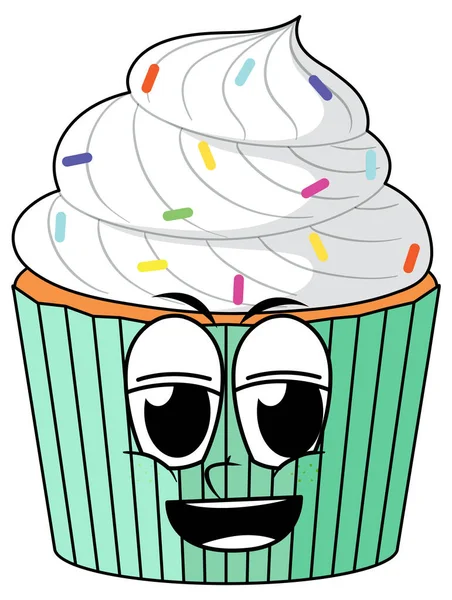 Cupcake Mit Weißer Sahne Illustration — Stockvektor