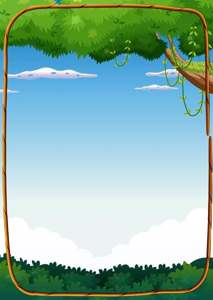 Background Scene Blue Sky Green Tree Illustration — Vetor de Stock