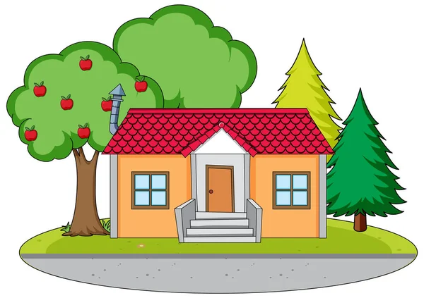 Scene House Trees Garden Illustration — Vector de stoc