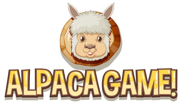 Banner Gioco Alpaca Sfondo Bianco Illustrazione — Vettoriale Stock