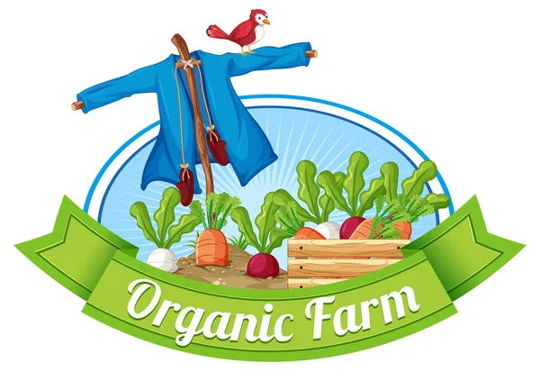 Logo Design Words Organic Farm Illustration — Stock Vector