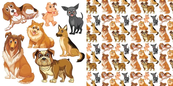 Cute Animals Cartoon Seamless Background Illustration — Stock Vector