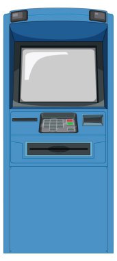 Beyaz arkaplan illüstrasyonunda ATM makinesi izole edildi