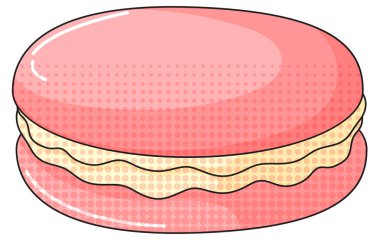 Krem çizim ile pembe macaron