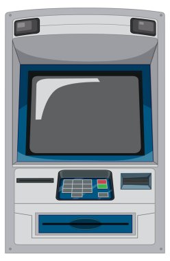 Beyaz arkaplan illüstrasyonunda ATM makinesi izole edildi