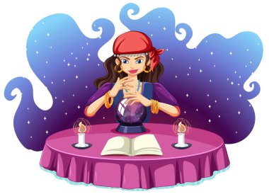 Falcı ve kristal küre çizimi