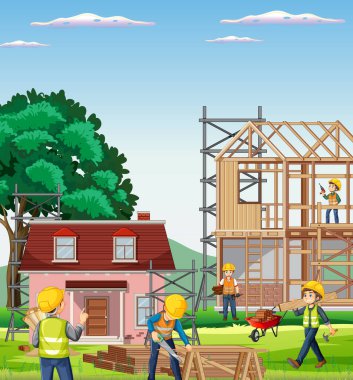 İnşaat alanı arkaplan illüstrasyonu