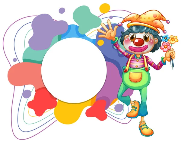 Милий Клоун Порожньою Барвистою Рамкою Банер Ілюстрація — стоковий вектор