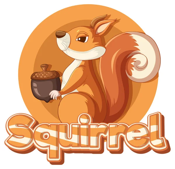 Word Design Squirrel Illustration — Stok Vektör