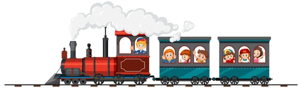 Многие Дети Ехали Поезде — стоковый вектор