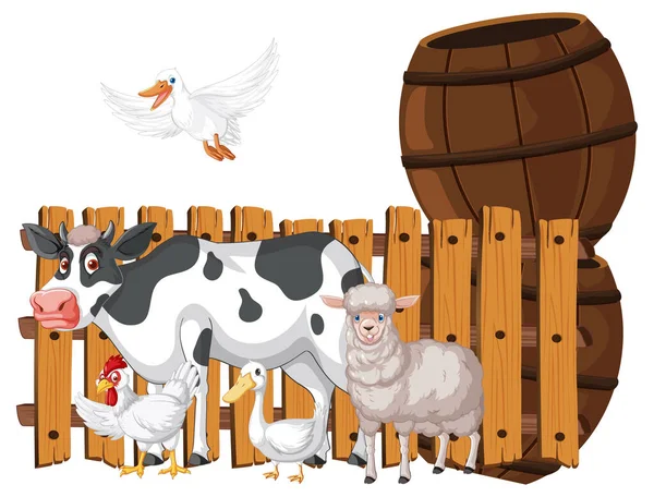 Beyaz arkaplandaki çiftlik hayvanları